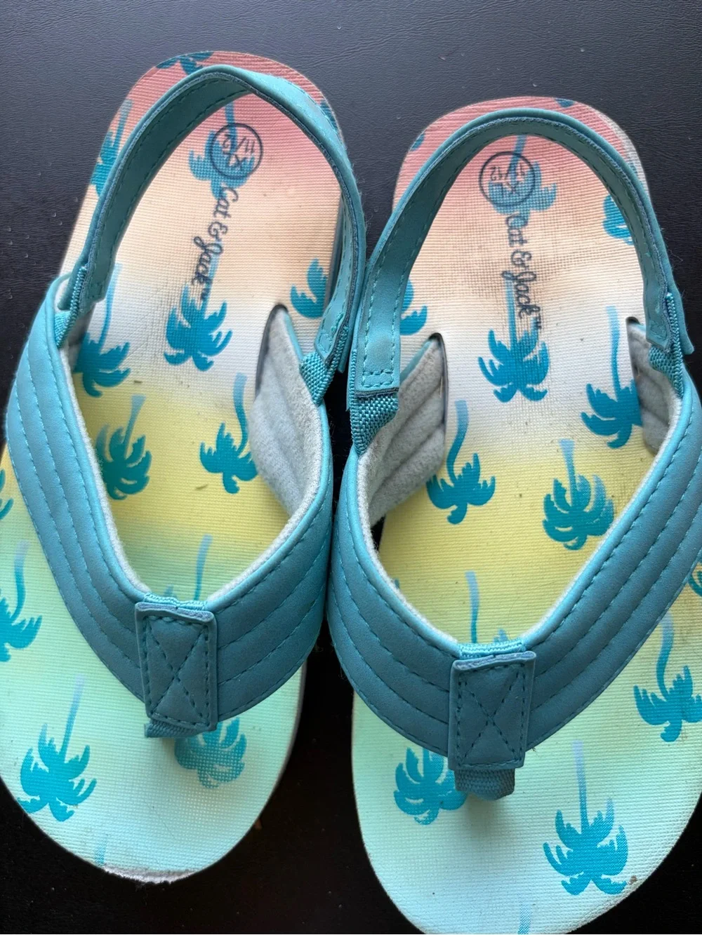 ⭐️ Blue Palm-Print Kids Flip Flop Sandals